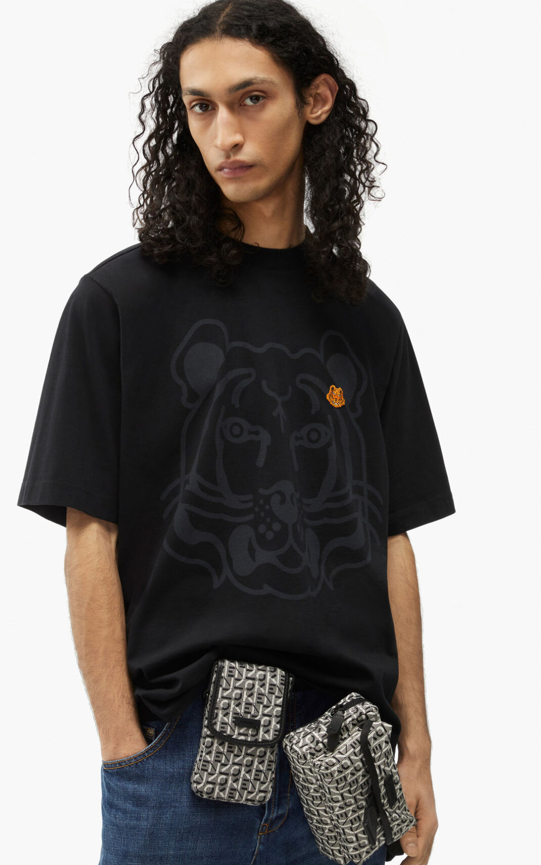 Kenzo K Tiger oversized Tişört Erkek Siyah | 6790-CDYXI